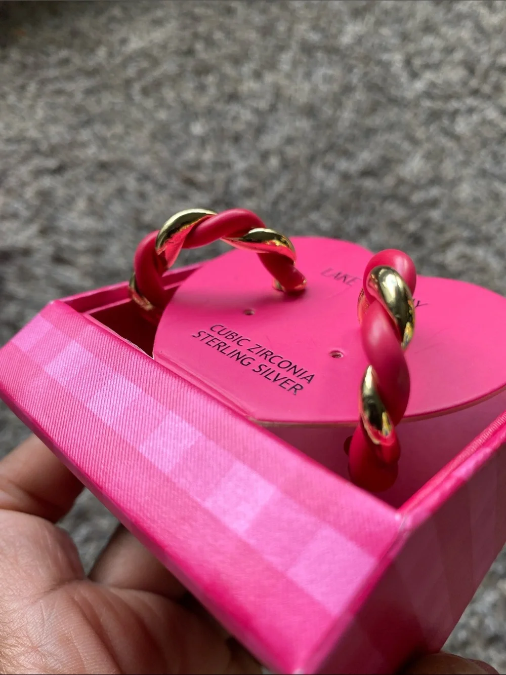 Pink and Gold Twisted Hoop Earrings